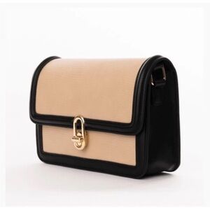 Chic Beige and Black Crossbody Bag